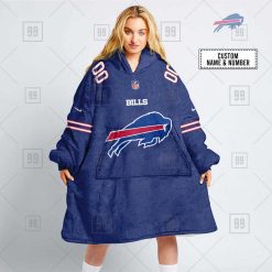 NFL Buffalo Bills Custom Name Number Royal Home Jersey Fleece Oodie