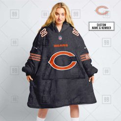 NFL Chicago Bears Custom Name Number Navy Home Jersey Fleece Oodie