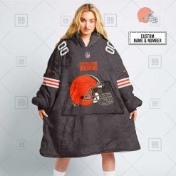 NFL Cleveland Browns Custom Name Number Brown Home Jersey Fleece Oodie