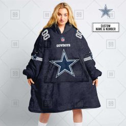 NFL Dallas Cowboys Custom Name Number Navy Home Jersey Fleece Oodie