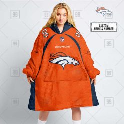 NFL Denver Broncos Custom Name Number Orange Home Jersey Fleece Oodie