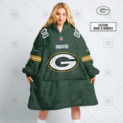 NFL Green Bay Packers Custom Name Number Green Home Jersey Fleece Oodie