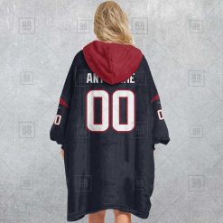Alternative view of NFL Houston Texans Custom Name Number Navy Home Jersey Fleece Oodie