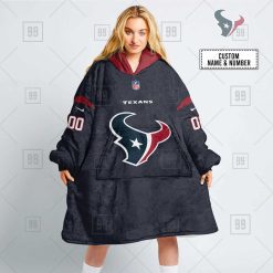 NFL Houston Texans Custom Name Number Navy Home Jersey Fleece Oodie