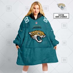 NFL Jacksonville Jaguars Custom Name Number Teal Home Jersey Fleece Oodie