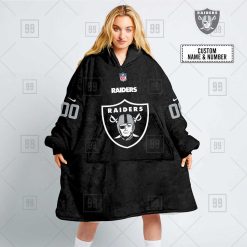NFL Las Vegas Raiders Custom Name Number Black Home Jersey Fleece Oodie