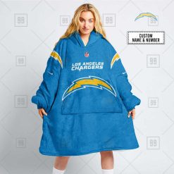 NFL Los Angeles Chargers Custom Name Number Powder Blue Home Jersey Fleece Oodie
