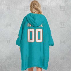 Alternative view of NFL Miami Dolphins Custom Name Number Aqua Home Jersey Fleece Oodie