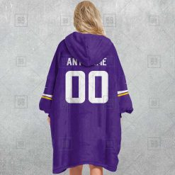Alternative view of NFL Minnesota Vikings Custom Name Number Purple Home Jersey Fleece Oodie