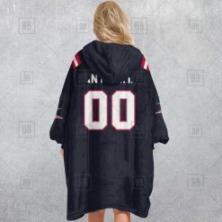 Alternative view of NFL New England Patriots Custom Name Number Navy Home Jersey Fleece Oodie
