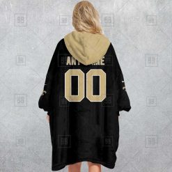 Alternative view of NFL New Orleans Saints Custom Name Number Black Home Jersey Fleece Oodie