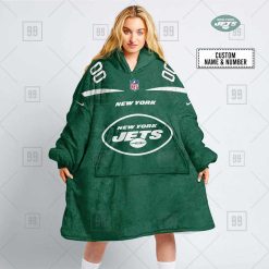 NFL New York Jets Custom Name Number Green Home Jersey Fleece Oodie