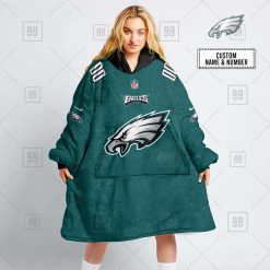 NFL Philadelphia Eagles Custom Name Number Midnight Green Home Jersey Fleece Oodie