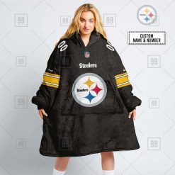 NFL Pittsburgh Steelers Custom Name Number Black Home Jersey Fleece Oodie