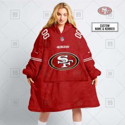 NFL San Francisco 49ers Custom Name Number Scarlet Home Jersey Fleece Oodie