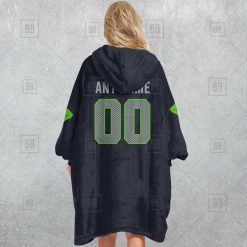 Alternative view of NFL Seattle Seahawks Custom Name Number Navy Home Jersey Fleece Oodie