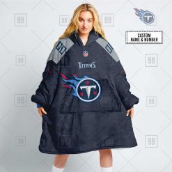 NFL Tennessee Titans Custom Name Number Navy Home Jersey Fleece Oodie