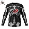 NHL Carolina Hurricanes Custom Name Number Skeleton Halloween Sweatshirt