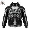 NHL Los Angeles Kings Custom Name Number Skeleton Halloween Pullover Hoodie