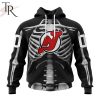 NHL New Jersey Devils Custom Name Number Skeleton Halloween Pullover Hoodie