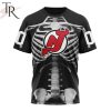 NHL New Jersey Devils Custom Name Number Skeleton Halloween T-Shirt
