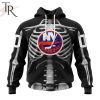 NHL New York Islanders Custom Name Number Skeleton Halloween Pullover Hoodie
