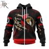 NHL Ottawa Senators Custom Name Number Jersey Halloween Zip Up Hoodie