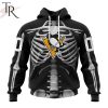 NHL Pittsburgh Penguins Custom Name Number Skeleton Halloween Pullover Hoodie