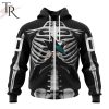 NHL San Jose Sharks Custom Name Number Skeleton Halloween Zip Up Hoodie