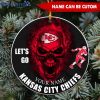 NFL Kansas City Chiefs Custom Name Let’s Go Skull Round Ornament