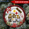 NFL Pittsburgh Steelers Custom Name Cute Gnome Round Ornament
