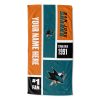 NHL San Jose Sharks Custom Name Colorblock Beach Towel