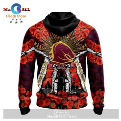 NRL Brisbane Broncos 2023 ANZAC Day Zip Up Hoodie - Image 2