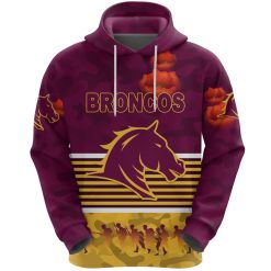 NRL Brisbane Broncos ANZAC Day Maroon Pullover Hoodie