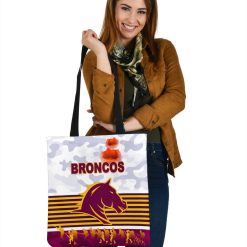 Alternative view of NRL Brisbane Broncos ANZAC Day Simple Style White Tote Bag