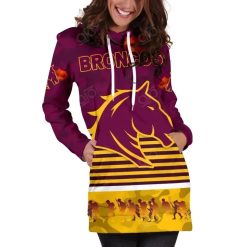 Alternative view of NRL Brisbane Broncos ANZAC Day Simple Style Women Hoodie Dress