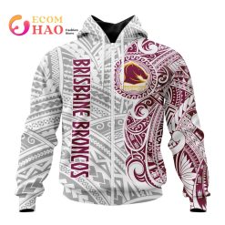 NRL Brisbane Broncos Custom Name Indigenous Zip Up Hoodie V10