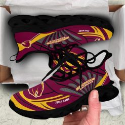 Alternative view of NRL Brisbane Broncos Custom Name Maroon Gold Max Soul Shoes V3