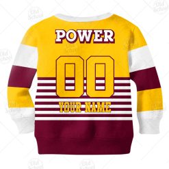 Alternative view of NRL Brisbane Broncos Custom Name Number 1988 NRL Vintage Retro Heritage Kids Sweatshirt