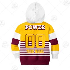 Alternative view of NRL Brisbane Broncos Custom Name Number 1988 Vintage Retro Heritage Jersey Kids Zip Up Hoodie