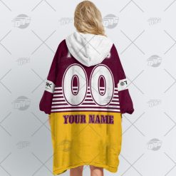Alternative view of NRL Brisbane Broncos Custom Name Number 1992 Retro Jersey Fleece Oodie