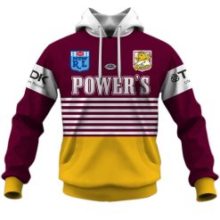 Alternative view of NRL Brisbane Broncos Custom Name Number 1992 Retro Jersey Pullover Hoodie