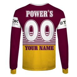 Alternative view of NRL Brisbane Broncos Custom Name Number 1992 Retro Jersey Sweatshirt