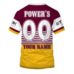 Alternative view of NRL Brisbane Broncos Custom Name Number 1992 Retro Jersey T-Shirt