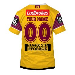 Alternative view of NRL Brisbane Broncos Custom Name Number 2019 Away Jersey T-Shirt
