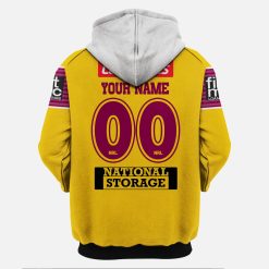 Alternative view of NRL Brisbane Broncos Custom Name Number 2019 Away Jersey Zip Up Hoodie