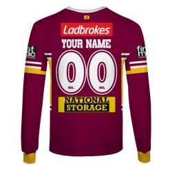 Alternative view of NRL Brisbane Broncos Custom Name Number 2019 Home Jersey Sweatshirt