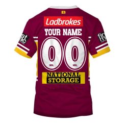 Alternative view of NRL Brisbane Broncos Custom Name Number 2019 Home Jersey T-Shirt