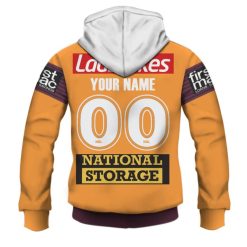 Alternative view of NRL Brisbane Broncos Custom Name Number 2020 Away Jersey Pullover Hoodie