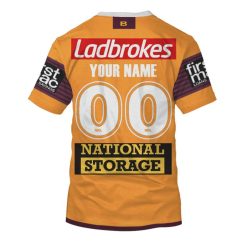 Alternative view of NRL Brisbane Broncos Custom Name Number 2020 Away Jersey T-Shirt
